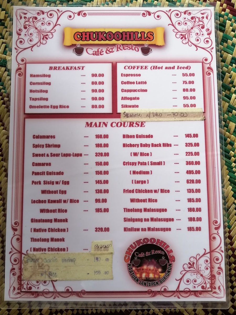 Menu Chukoohills Cafe & Resto-2